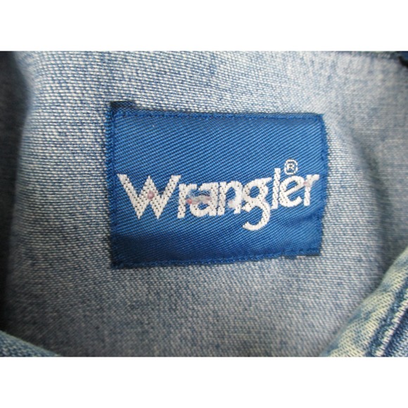 Wrangler Shirt Mens 2XL XXL Blue Denim Button Up Pearl Snap Heavy Cowboy Western - Picture 8 of 9